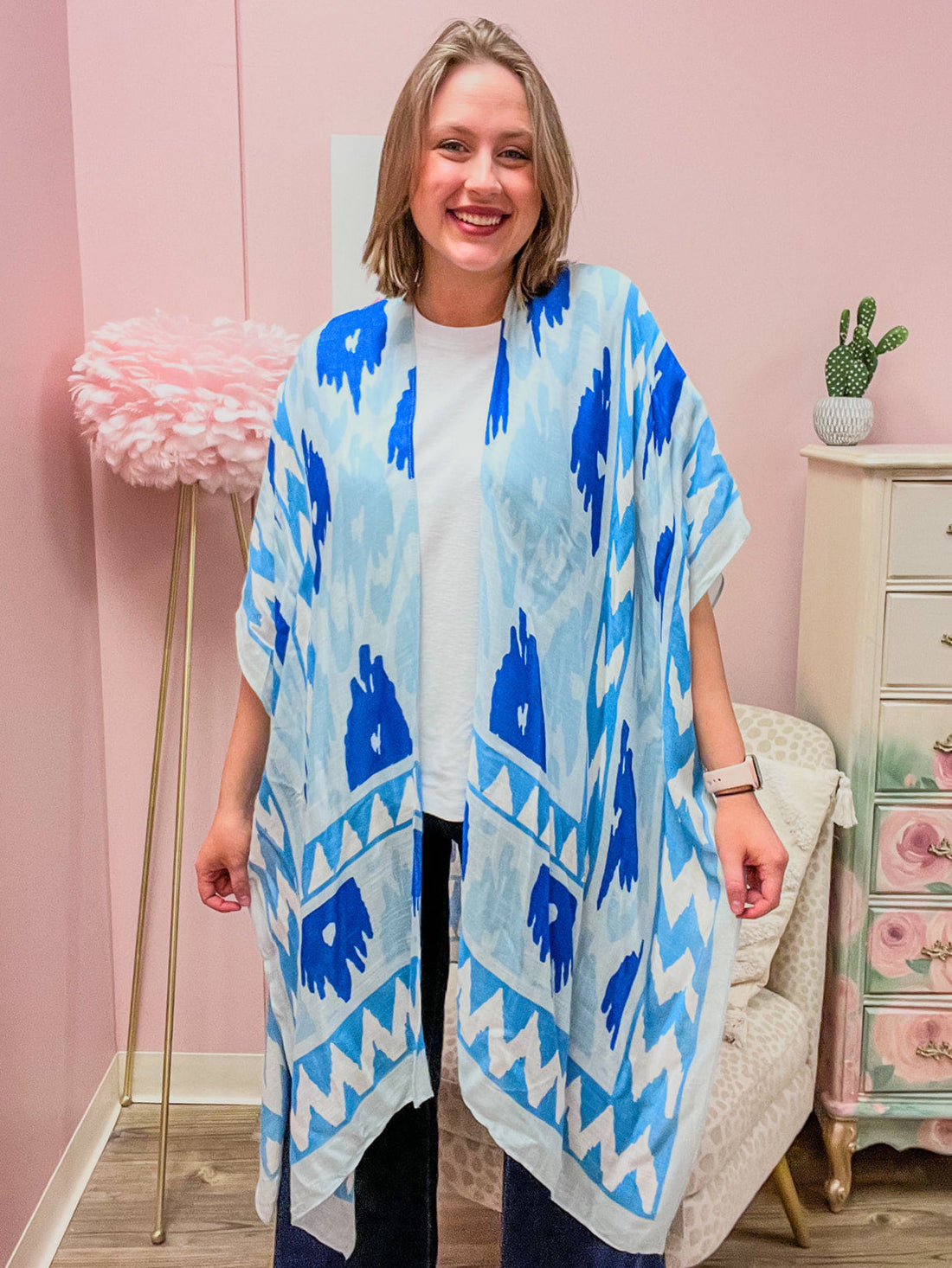 Mykonos Muse Border Print Kimono