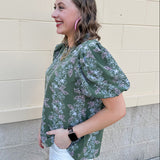 Garden Whisper Floral Top in Sage