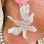 Oversized cream and gold confetti statement earrings by LINNY CO.