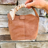 [BC Bags] Tan Luxe Faux Suede Mini Bucket Bag