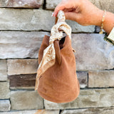 [BC Bags] Tan Luxe Faux Suede Mini Bucket Bag