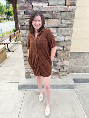 On The Scene Textured Knit Mini Dress | Front View