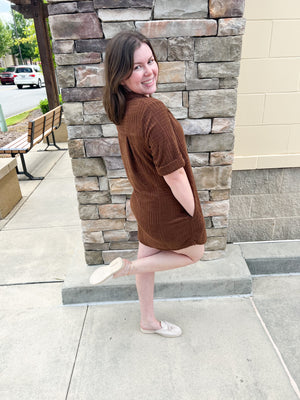 On The Scene Textured Knit Mini Dress | Side View