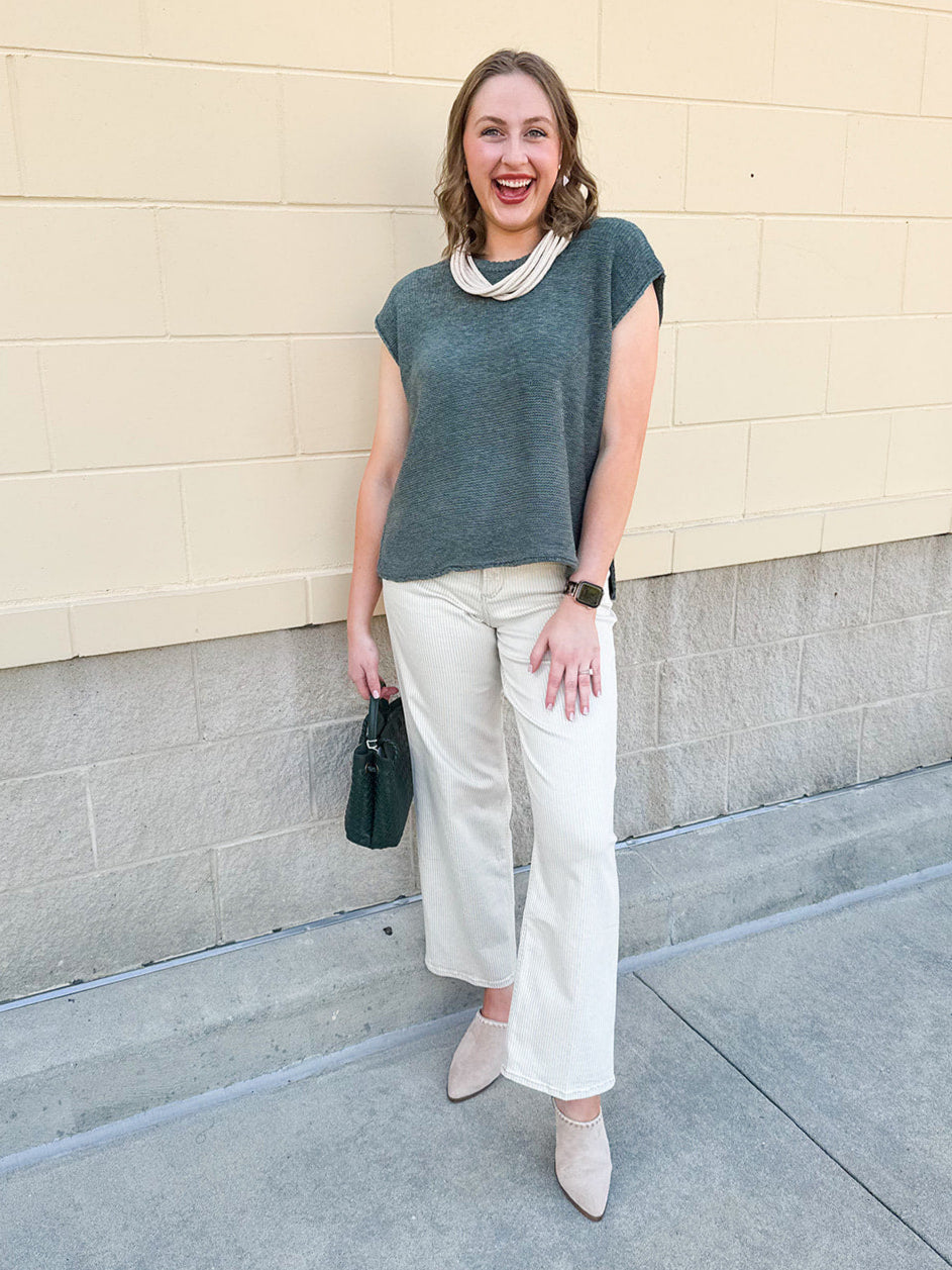 Ash jade sleeveless crew neck oversized sweater