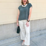 Ash jade sleeveless crew neck oversized sweater