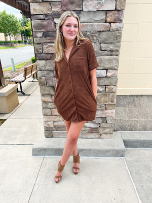 On The Scene Textured Knit Mini Dress | Front View