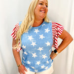 Star Spangled Ruffle Sleeve Top | Front View