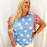 Star Spangled Ruffle Sleeve Top | Front View