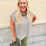 Mocha Mist Woven Sleeveless Sweater