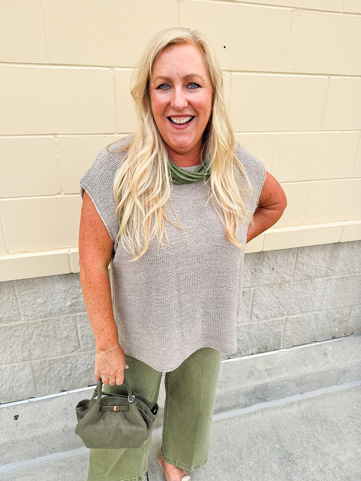 Mocha Mist Woven Sleeveless Sweater