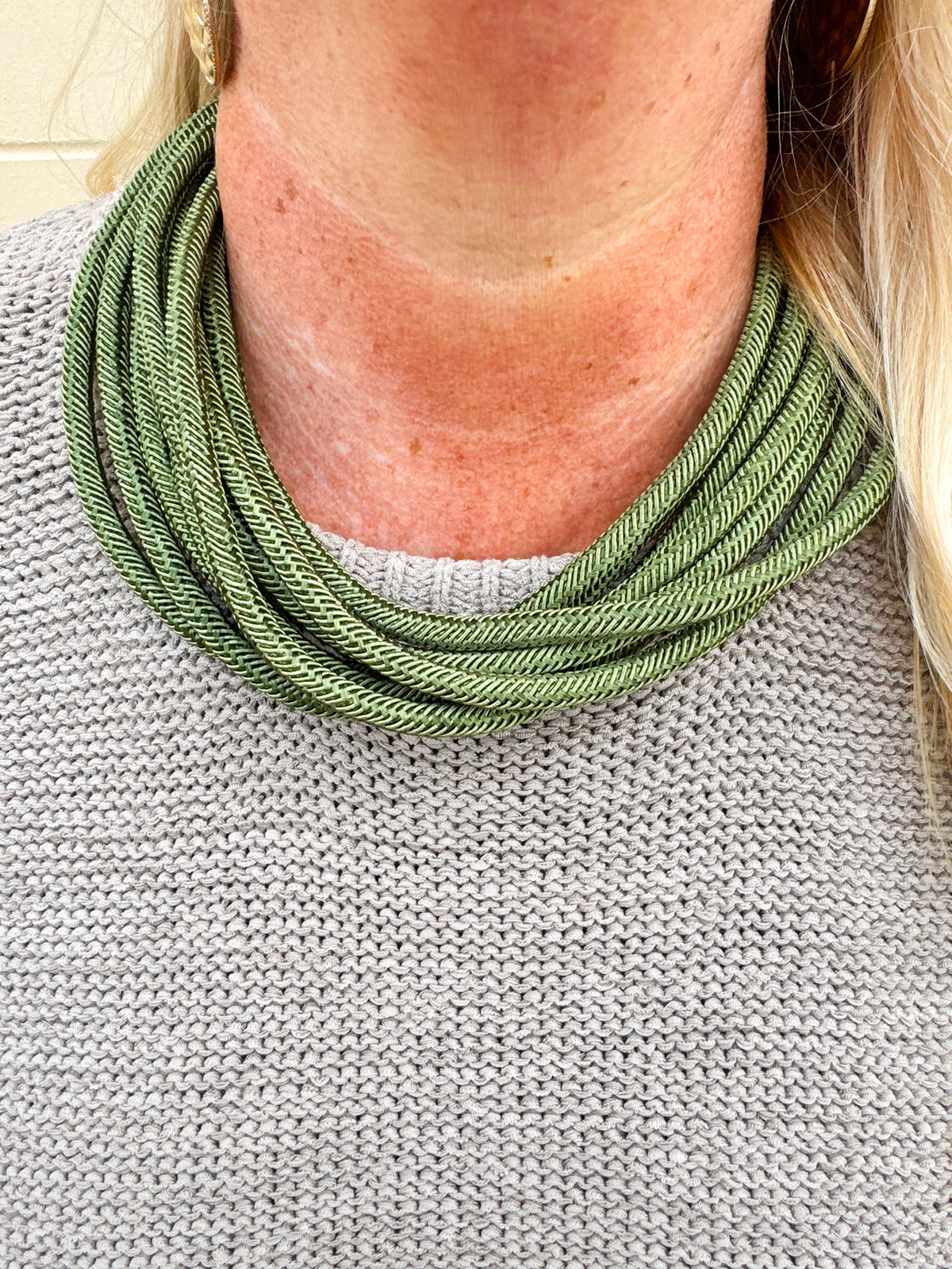 Rachel Rope Necklace in Sage Green