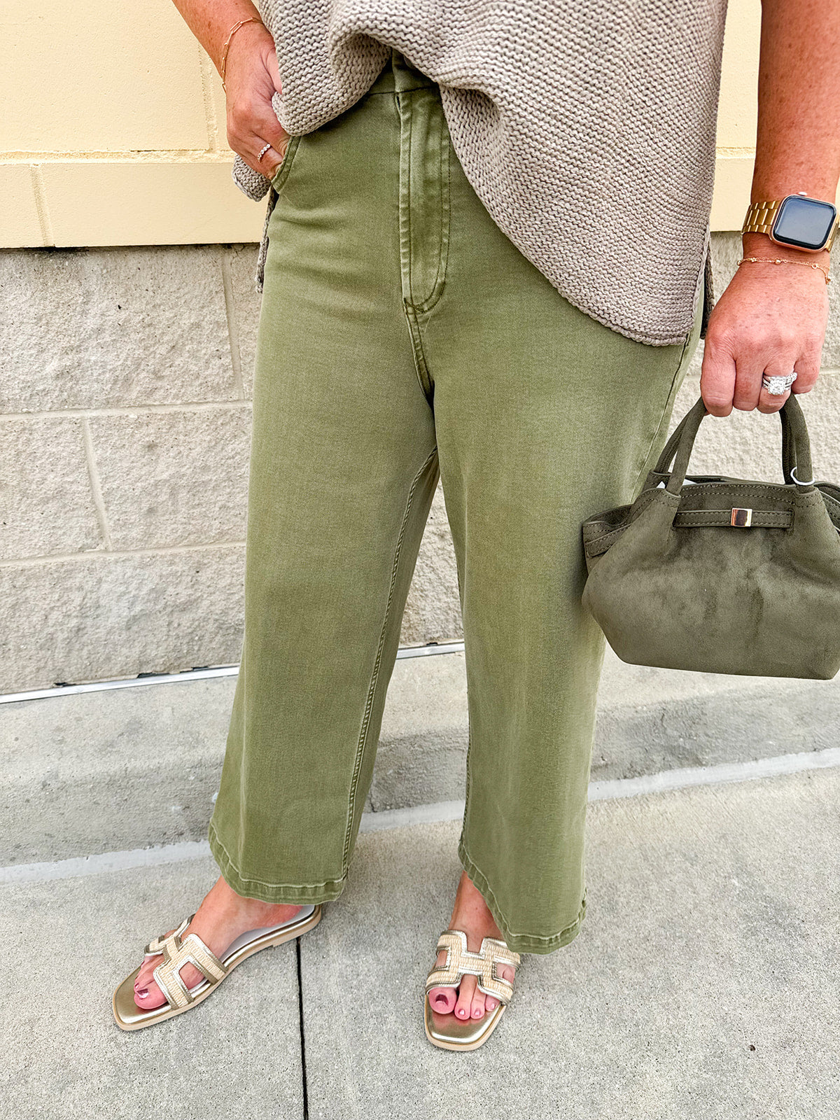 [Dear John] Audrey Wide Leg High Rise in Olive Branch