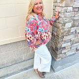 {FINAL SALE} Social Call Button Down Blouse - Curvy