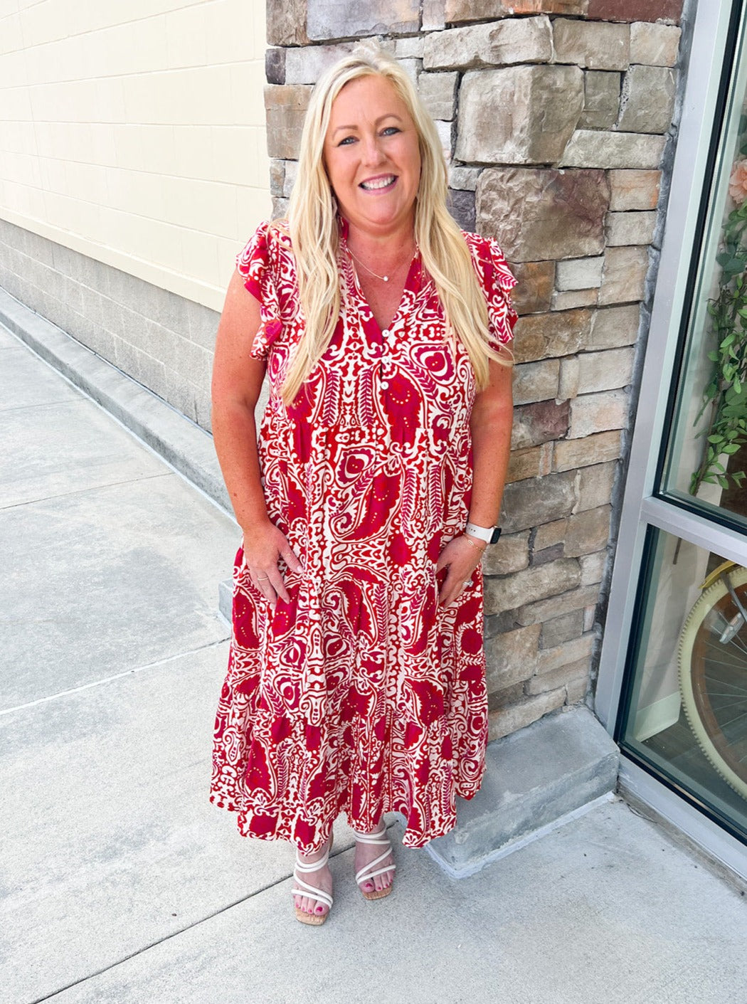 Savor The Feeling Ruffle Midi Dress-Plus Size | Front View