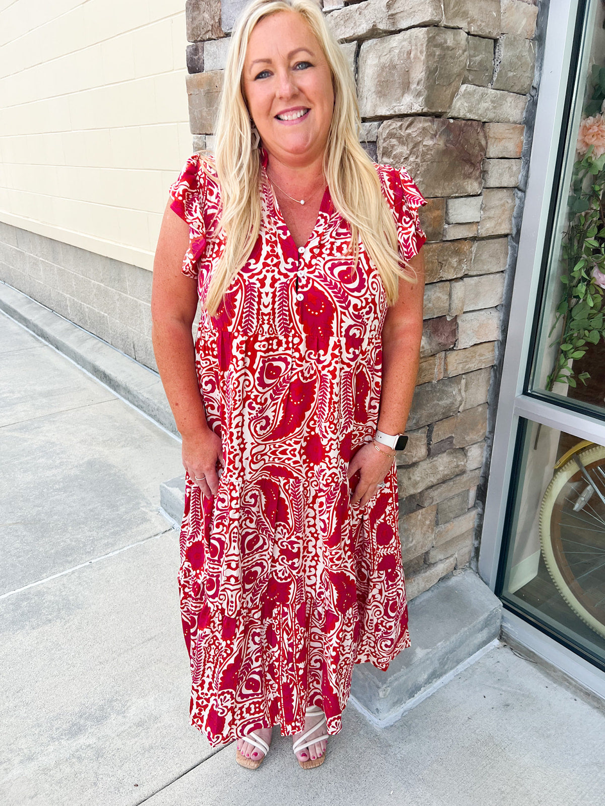 Savor The Feeling Ruffle Midi Dress-Plus Size | Front View