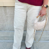 Sand stripe straight-leg pants with a relaxed tailored fit