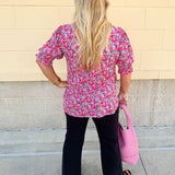 City Stroll Floral Mandarin Collar Top