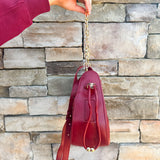 [BC Bags] Chic Slouch Chain Shoulder Bag in Garnet Leather