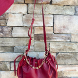 [BC Bags] Chic Slouch Chain Shoulder Bag in Garnet Leather