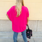 Happy Hour Dolman Sleeve Top in Hot Pink