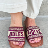 Noles Embroidered Sandals in Gold