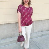 Garnet Spear Rolled Cuff Blouse