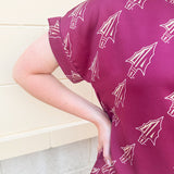 Garnet Spear Rolled Cuff Blouse