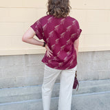 Garnet Spear Rolled Cuff Blouse