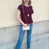Victory Vibes Scallop Sweater Top