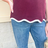 Victory Vibes Scallop Sweater Top