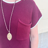 Victory Vibes Scallop Sweater Top
