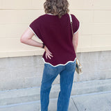 Victory Vibes Scallop Sweater Top