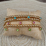 Mahjong Lucky Charms Gold Ball Bead Bracelet Set of 3