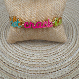 Dot Crack Bam Cursive Enamel Mahjong Hinge Bangle