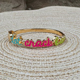 Dot Crack Bam Cursive Enamel Mahjong Hinge Bangle