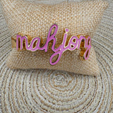 Mahjong Cursive Enamel Hinge Bangle in Light Pink