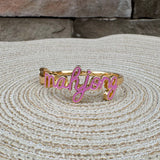 Mahjong Cursive Enamel Hinge Bangle in Light Pink