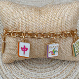 Wanna Mahj?! Enamel Charm Bracelet in Pastel Mutli