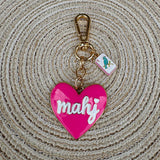 Mahj Enamel Heart Bag Charm in Fuchsia