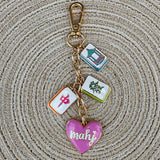 Oh My Mahj Heart Cluster Bag Charm in Pastel Multi