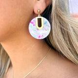 Floral Notch Filled Circle Earrings