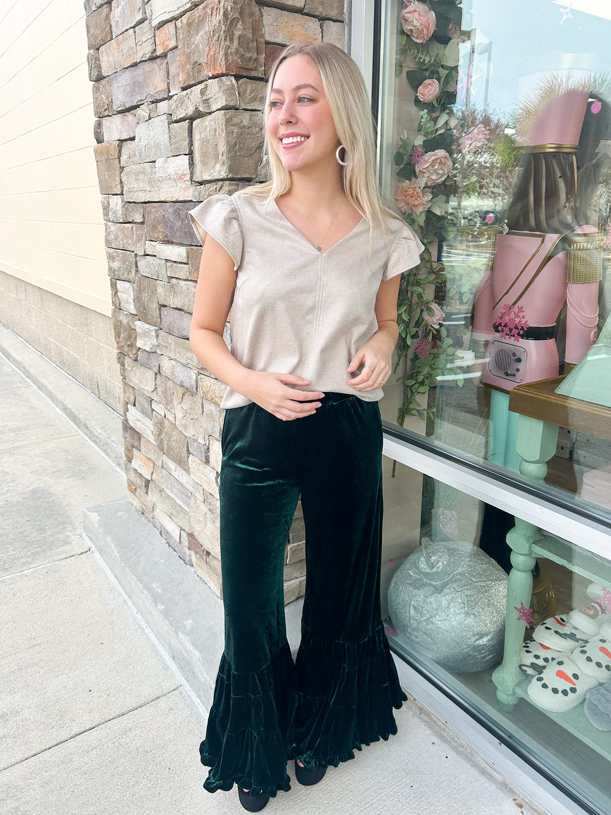 Wrapped Up Velvet Ruffle Tiered Pants