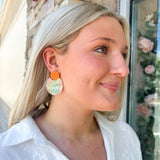 Preppy Colorful Notched Circle Earrings