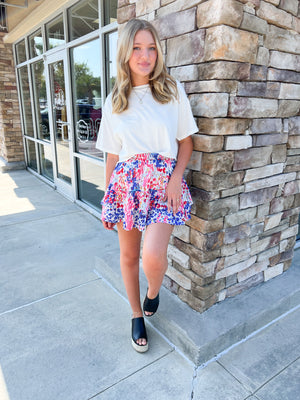 Modern Days Floral Ruffle Skirt | Styled View