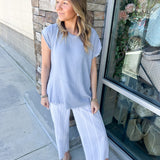 French Market Wide Leg Blue Pants