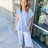 French Market Wide Leg Blue Pants