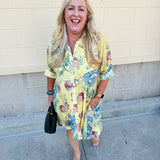 Inspiring Sights Button Down Mini Shirt Dress in Butter Yellow