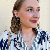 [Taylor Shaye] Glitter Top Round Hoops in Navy