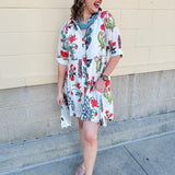 Inspiring Sights Button Down Mini Shirt Dress in White
