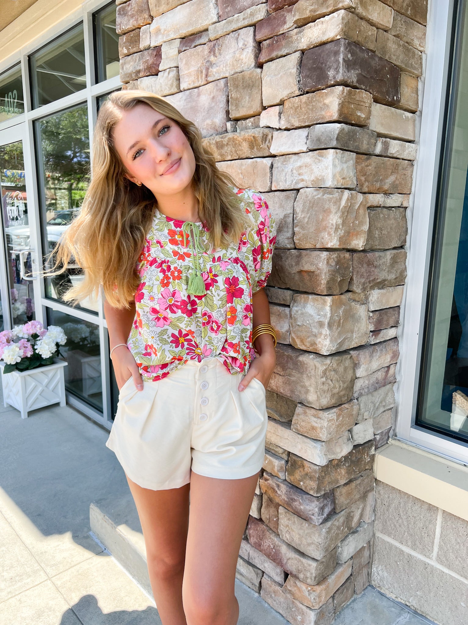 The Penny Hope Romantic Top-Sand | Front View